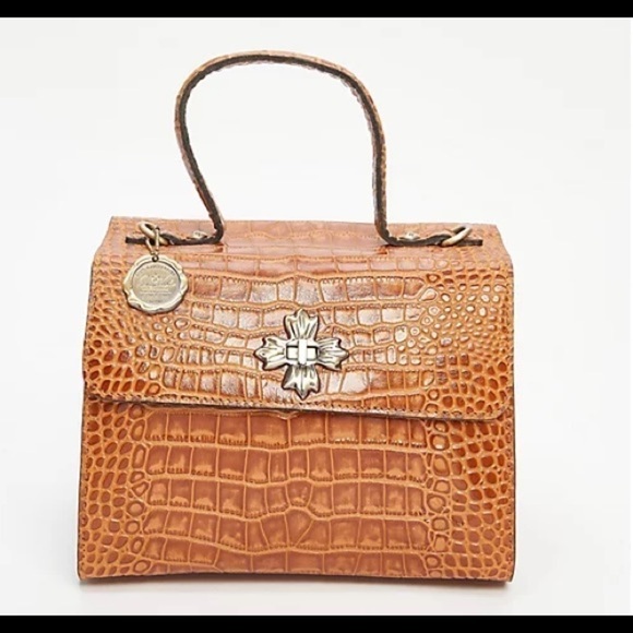 Patricia Nash Croco-Embossed Ellora Multi Compartment Crossbody/ Cognac - Picture 3 of 10